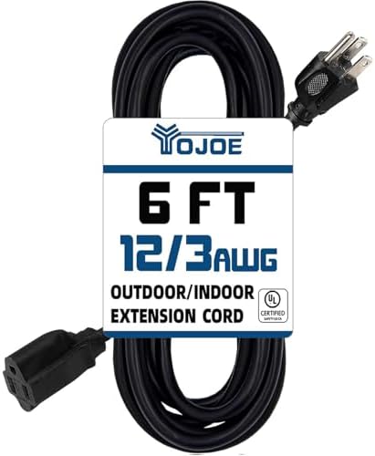 Cable extensión 3 clavijas 15A resistente negro 6 pies