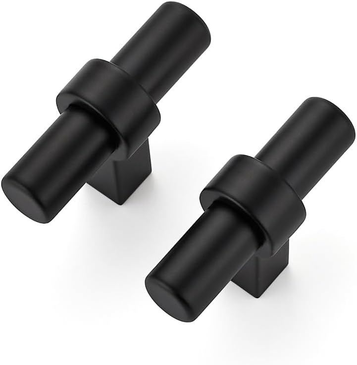 25 Pomos Negros Mate para Gabinete 2pulg Acero Inox