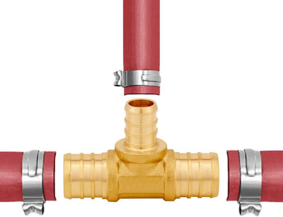 Reductor PEX Tee 3 vías acoplamiento crimpado 3/4 a 1/2 pulg