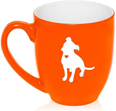 Taza Cerámica Bistro 16oz con Pitbull Corazón Naranja