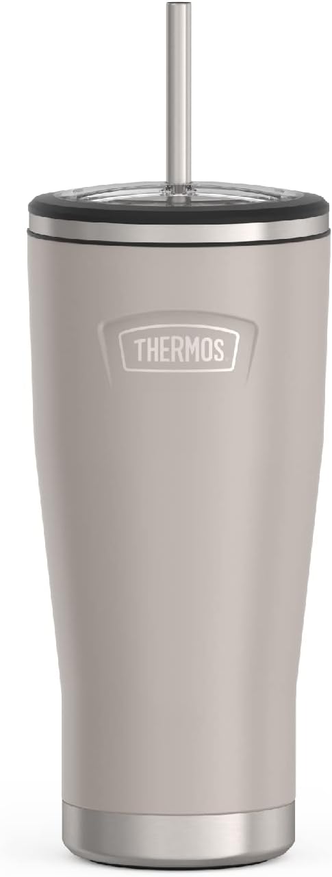 Vaso térmico acero inox con tapa pajita 24oz arenisca