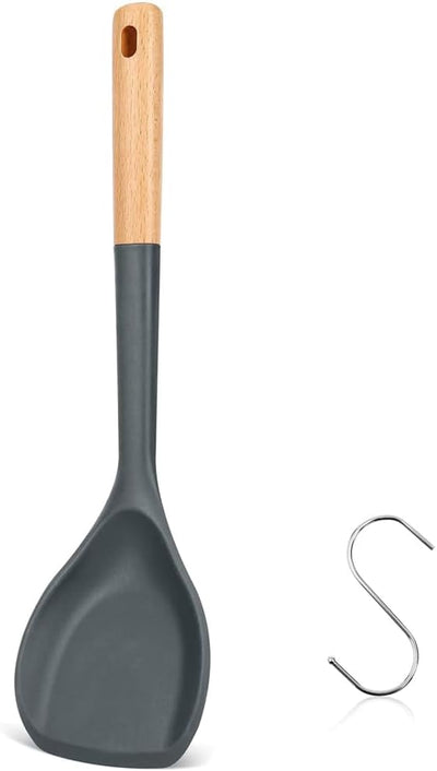 Espátula silicona wok mango madera 13.2pulg antiadherente
