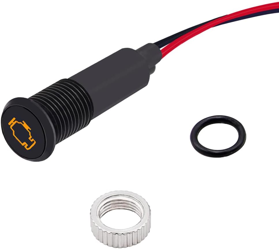 Luz indicadora LED tablero check engine amarilla 12V metal