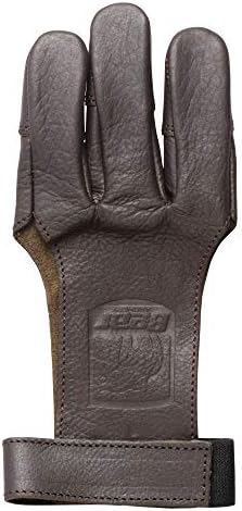 Guante tiro arco cuero 3 dedos negro grande
