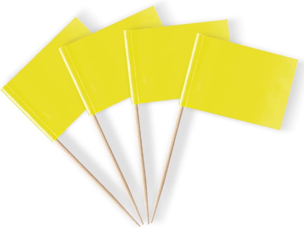 Palillos dientes bandera blanca para fiestas amarillo