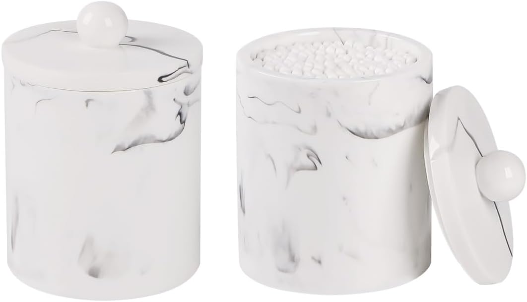 Dispensador soporte QTip baño con tapa recipiente cosméticos