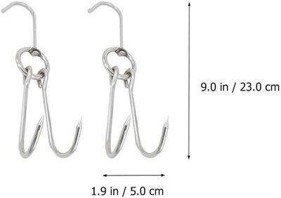 10 Ganchos Acero Inox para Carne Cerdo Barbacoa