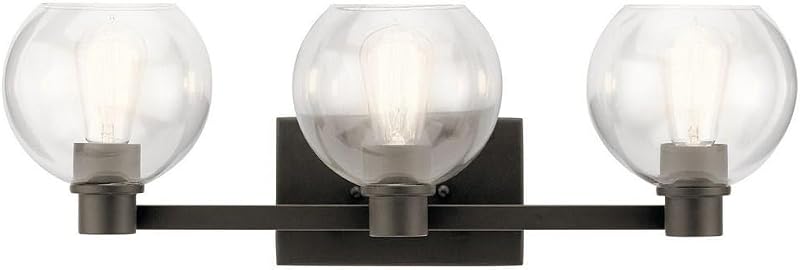 Lámpara tocador 3 luces cristal transparente Olde Bronze