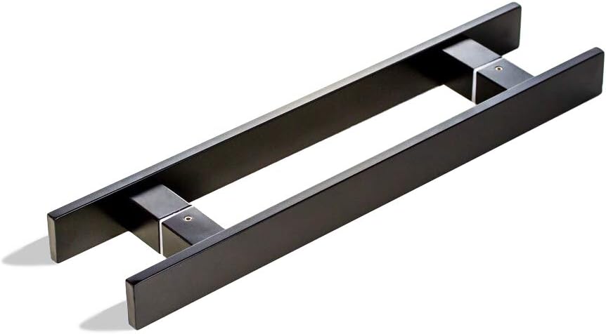 Manijas puerta acero inox negro 12pulg vidrio