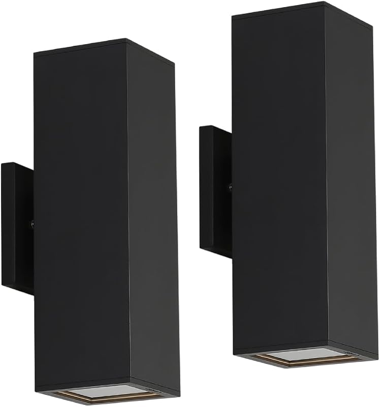 Lámpara pared aluminio exterior negro mate UL 2 pzas
