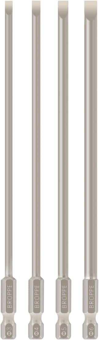 Set 4 puntas destornillador ranuradas magnéticas 6pulg 1/4pulg