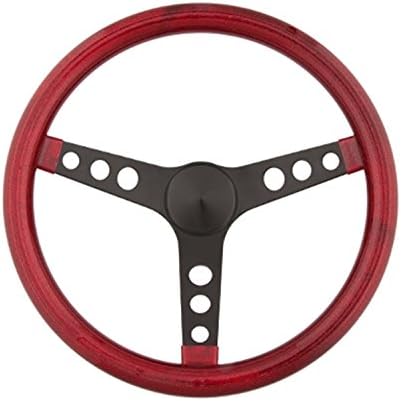 Volante 3 radios negros 13.5pulg color rojo
