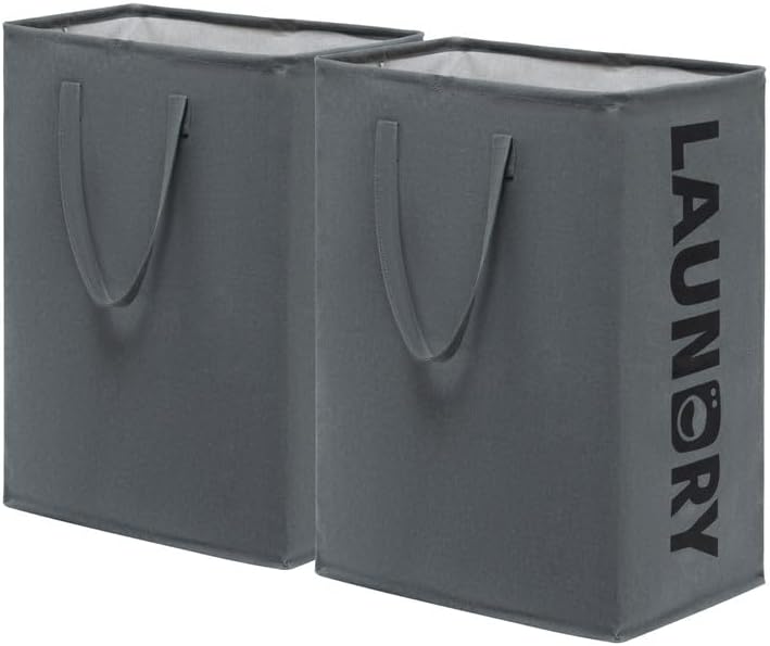 Cesta plegable para ropa sucia 75L gris pack 2