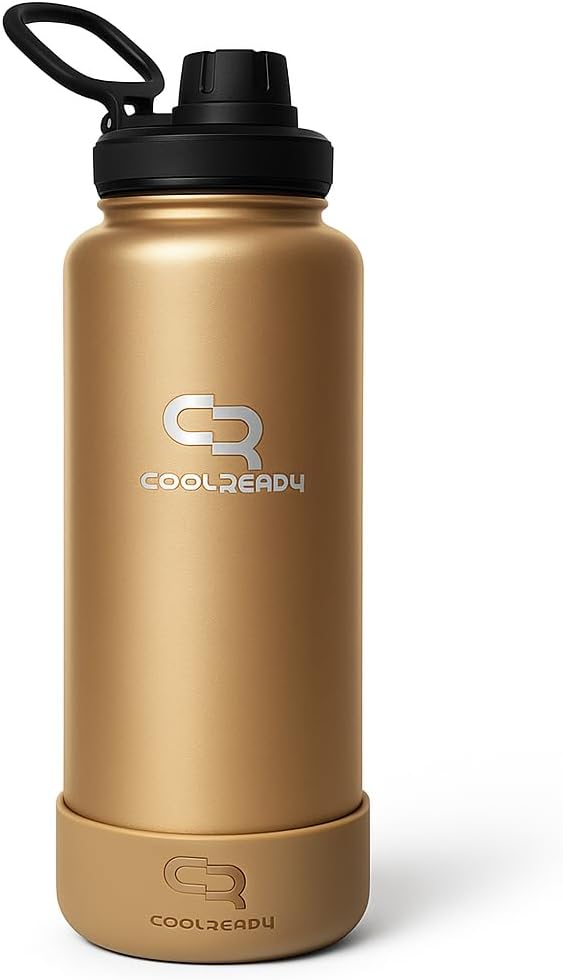 Botella agua aislada acero inox 40oz boca ancha con pajita