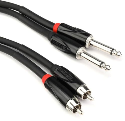 Cable Interconexión Serie Negra RCA Dual 1/4pulg 5pies