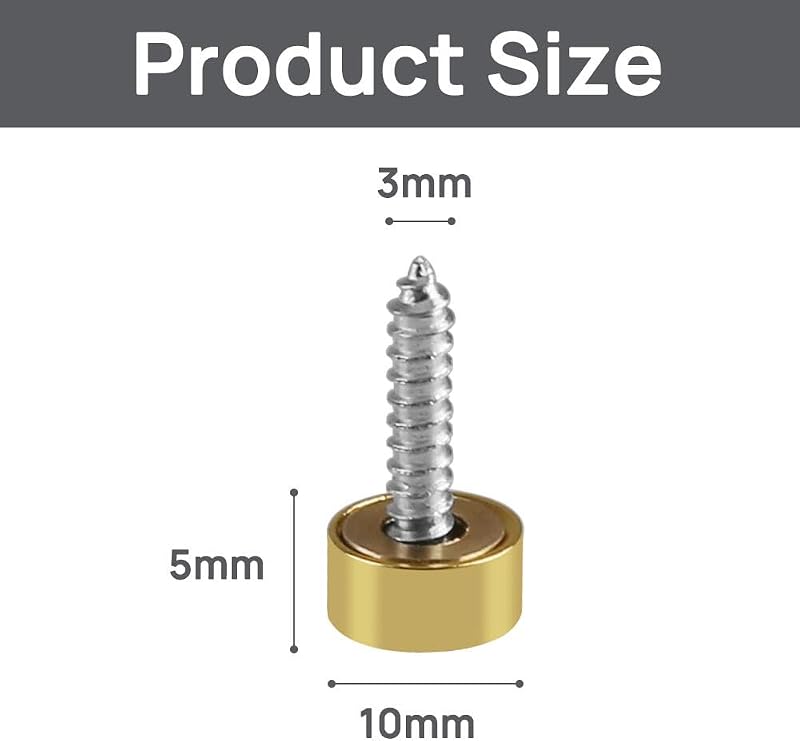 Tornillos espejo latón macizo oro brillante 12 pzas