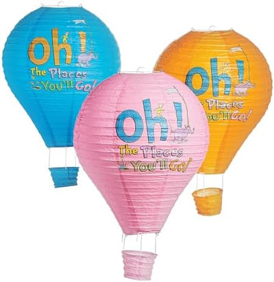 Faroles colgantes Dr. Seuss Oh the Places You'll Go 3 Pzas