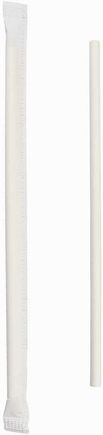 1000 Pajitas Papel Blanco Envueltas 7.75x0.24pulg