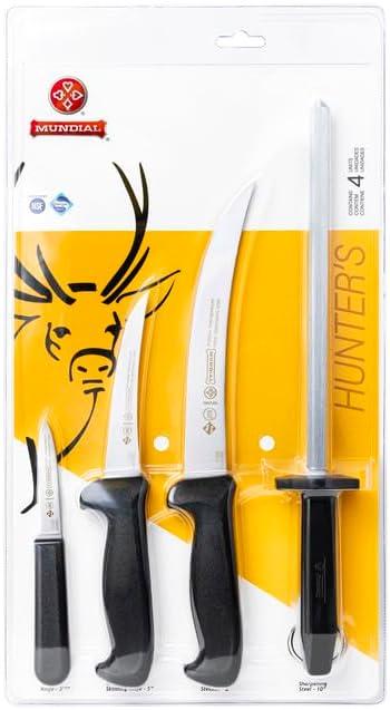 Set 4 Pzas Cuchillos Carne Acero Inox Afilador 10pulg