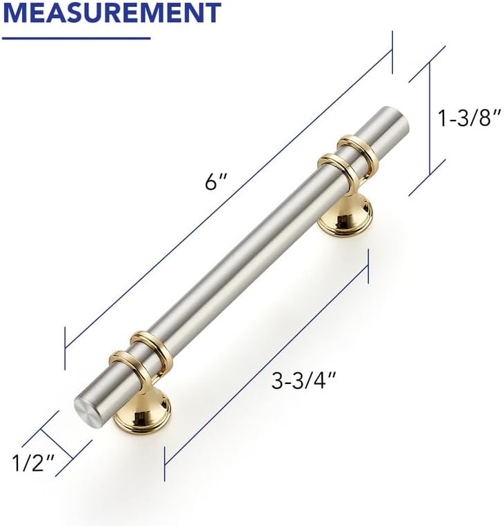 25 Tiradores Níquel Cepillado Dorado 6" Accesorios Cocina