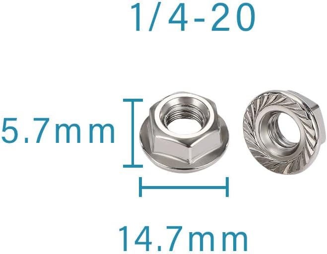 Tuercas dentadas acero inox 1/4-20 304 DIN 6923 antivibración