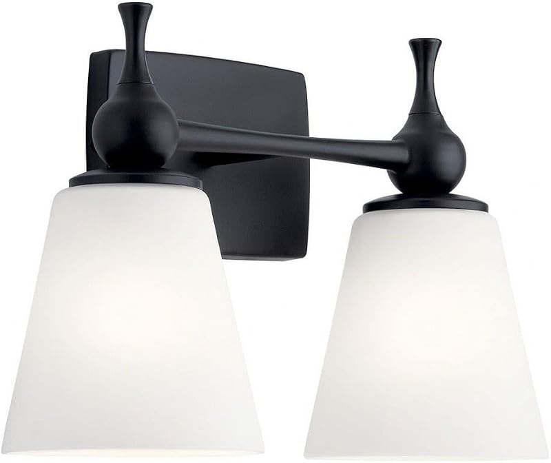 Lámpara tocador 2 luces 15pulg satinado negro
