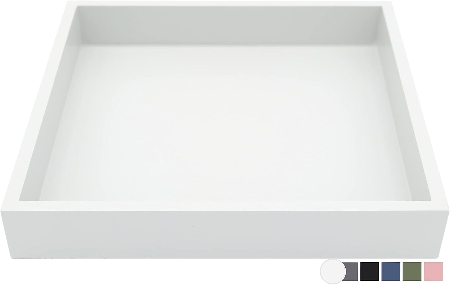 Bandeja decorativa madera cuadrada 10x10pulg gris