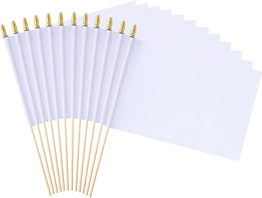 12 Banderas Blancas 8x12pulg Decoración