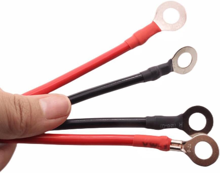 Juego cables inversor 8 AWG 1 pie 3/8pulg negro rojo auto solar
