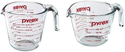 Set 1 y 2 Tazas Medidoras Transparentes con Medidas Rojas