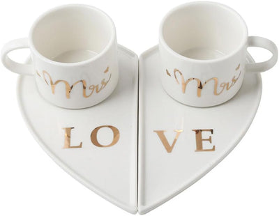 Juego de tazas de café para él y ella estilo formal edición Mr. and Mrs.