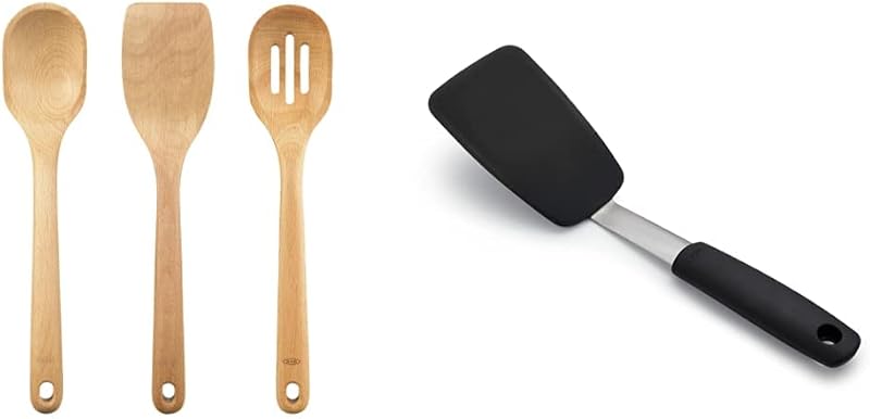 Set 3 Pzas Utensilios Madera y Espátula Silicona