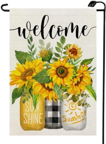 Bandera jardín tarro girasol doble cara 12x18pulg exterior