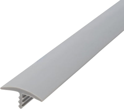 Moldura en T plástico 3/4pulg gris 25ft para mesas y estantes