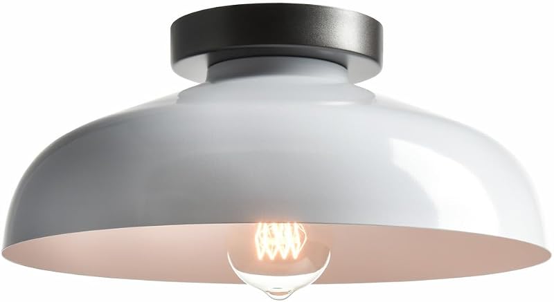 Lámpara techo industrial pantalla metal blanco 12"