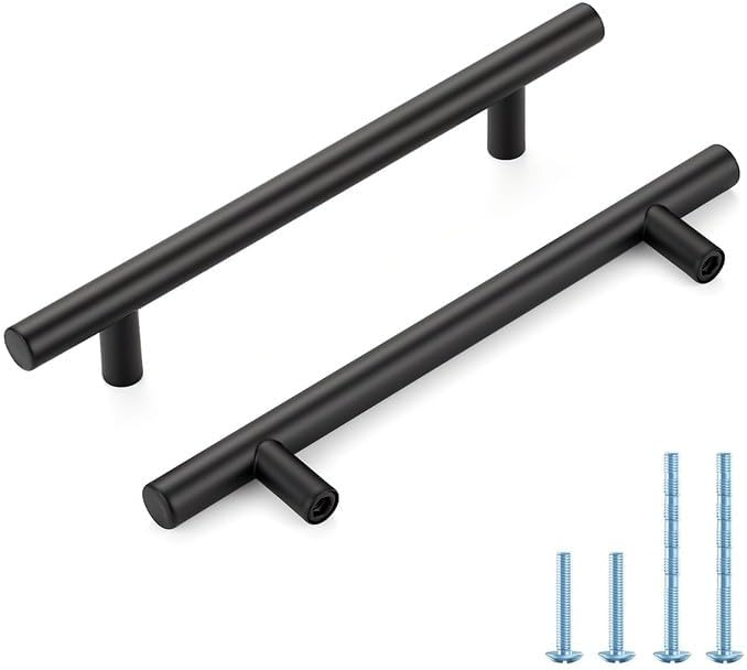 30 Manijas Gabinete Negro 5pulg Acero Inox Tiradores Cajón