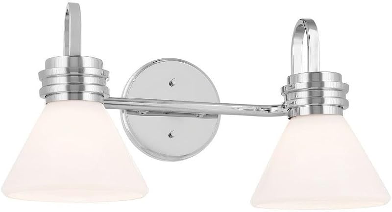 Lámpara tocador 19.25pulg 2 luces cristal ópalo cromo