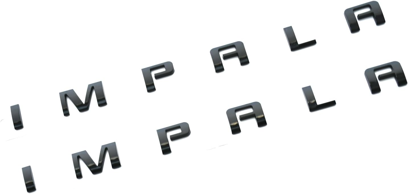 2 Emblemas Impala 3D para Puerta Delantera Negro Brillante