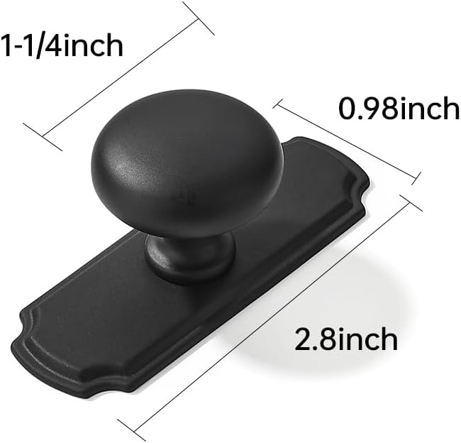 10 Placas traseras pomos gabinete 1-1/4" negro mate vintage