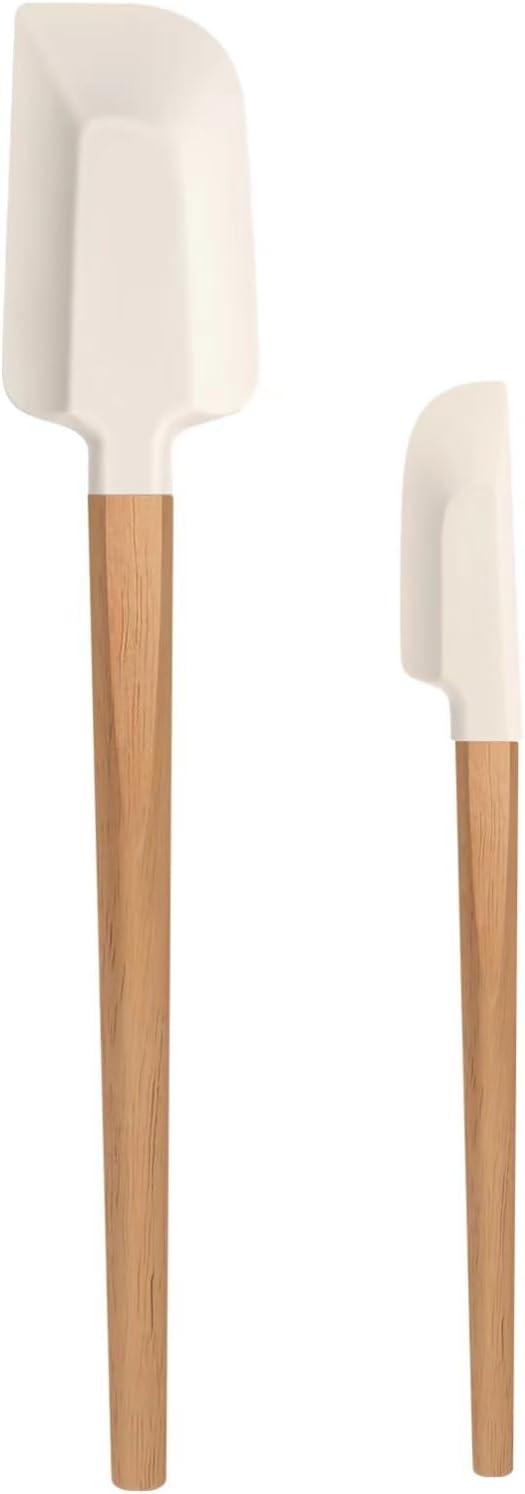 Set espátulas silicona mango madera 12x9pulg hornear mezclar