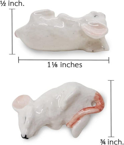 Figura ratón blanco cerámica para dormir