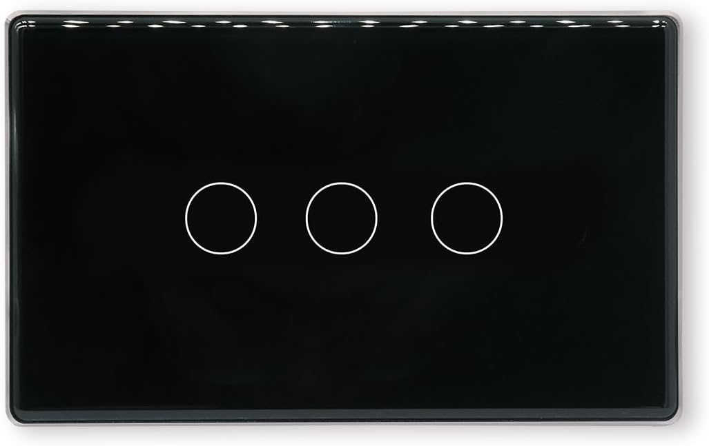 Interruptor inteligente aluminio vidrio 2.5d wifi app Tuya Alexa negro