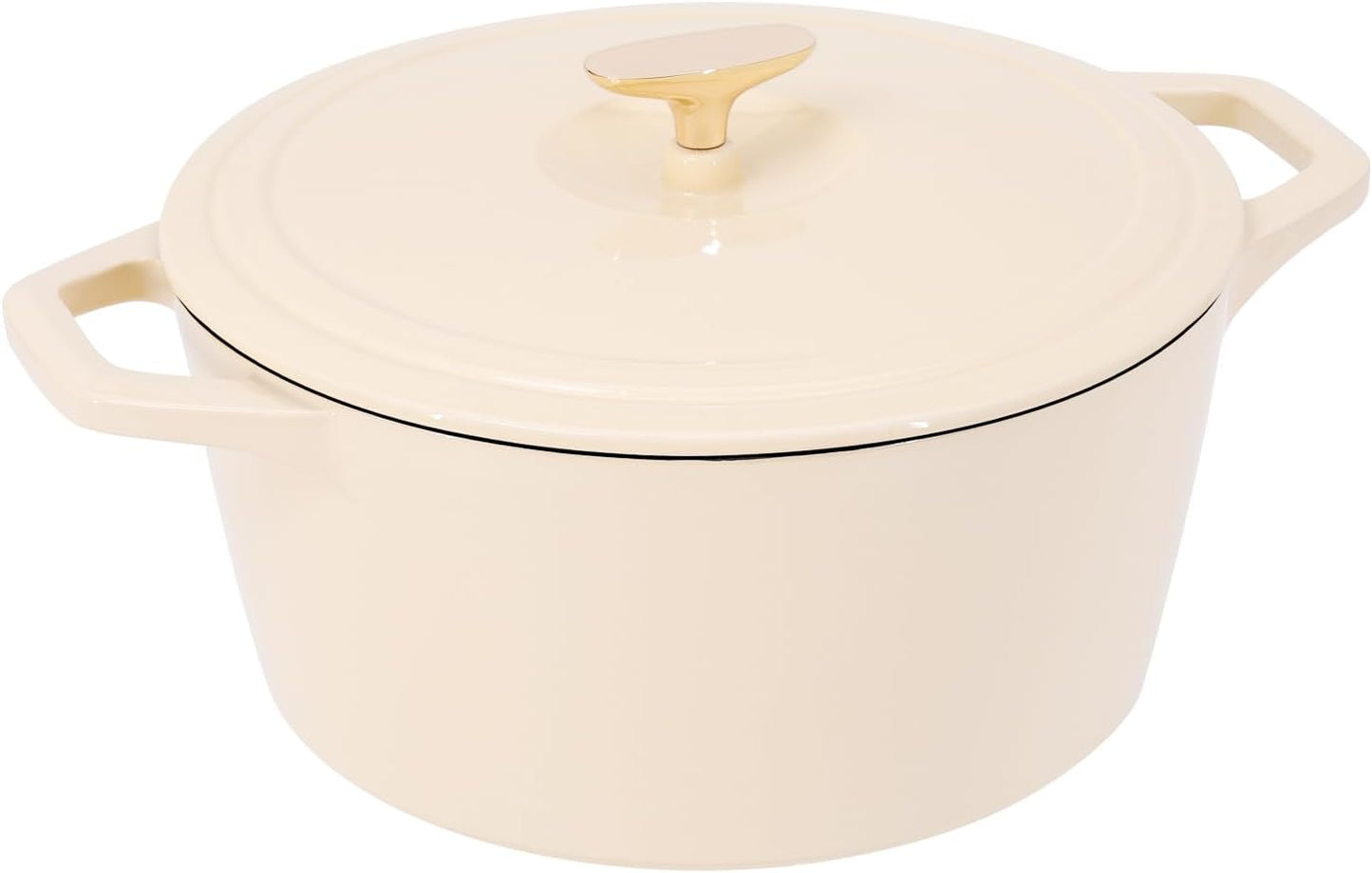 Horno holandés hierro fundido 3.5qt con tapa color queso