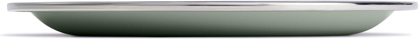 Plato acero inox reutiliz. camping verde agave