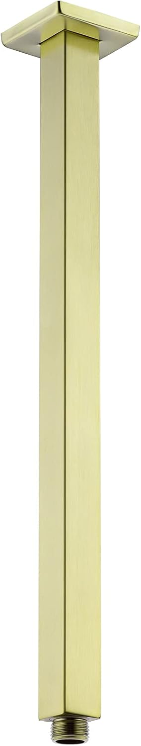 Brazo ducha techo oro cepillado 16pulg cuadrado lluvia
