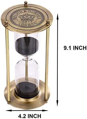 Reloj arena soporte latón vidrio antiguo decoración