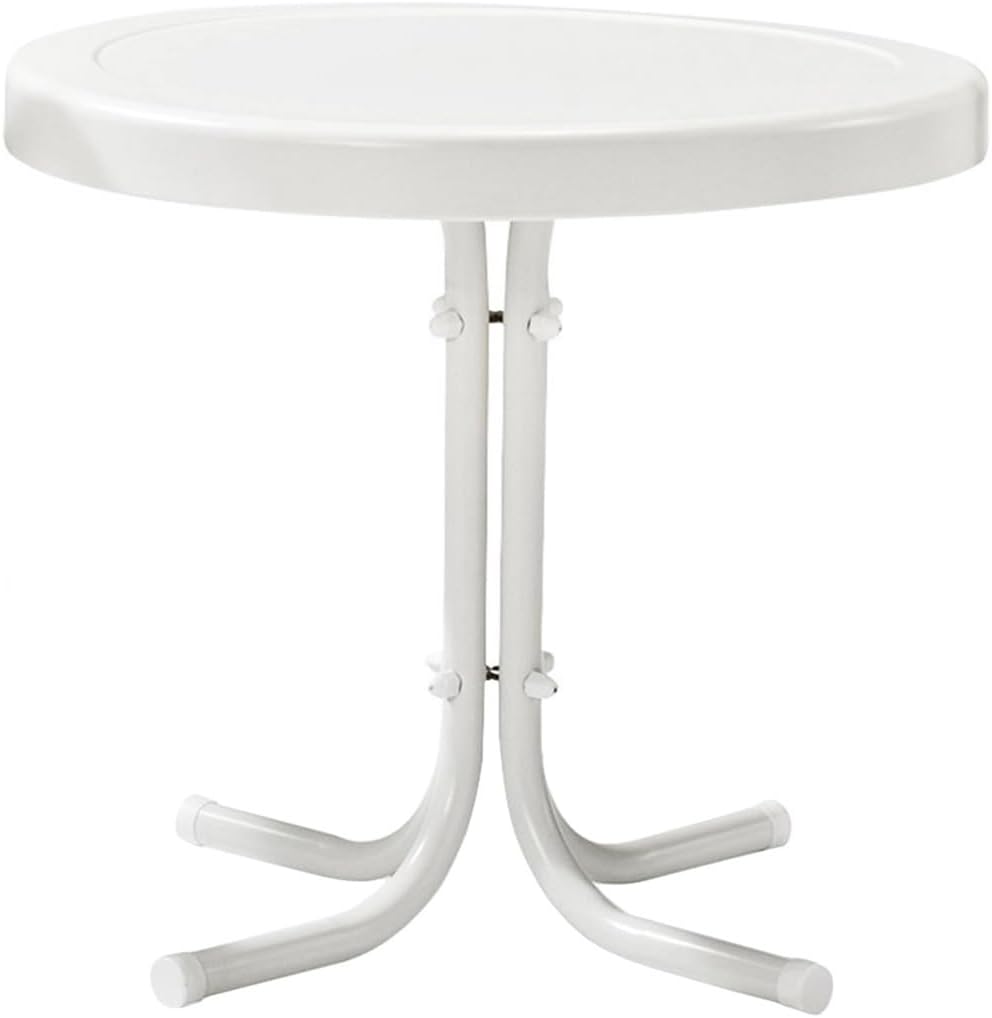 Mesa auxiliar exterior metal resistente color blanco