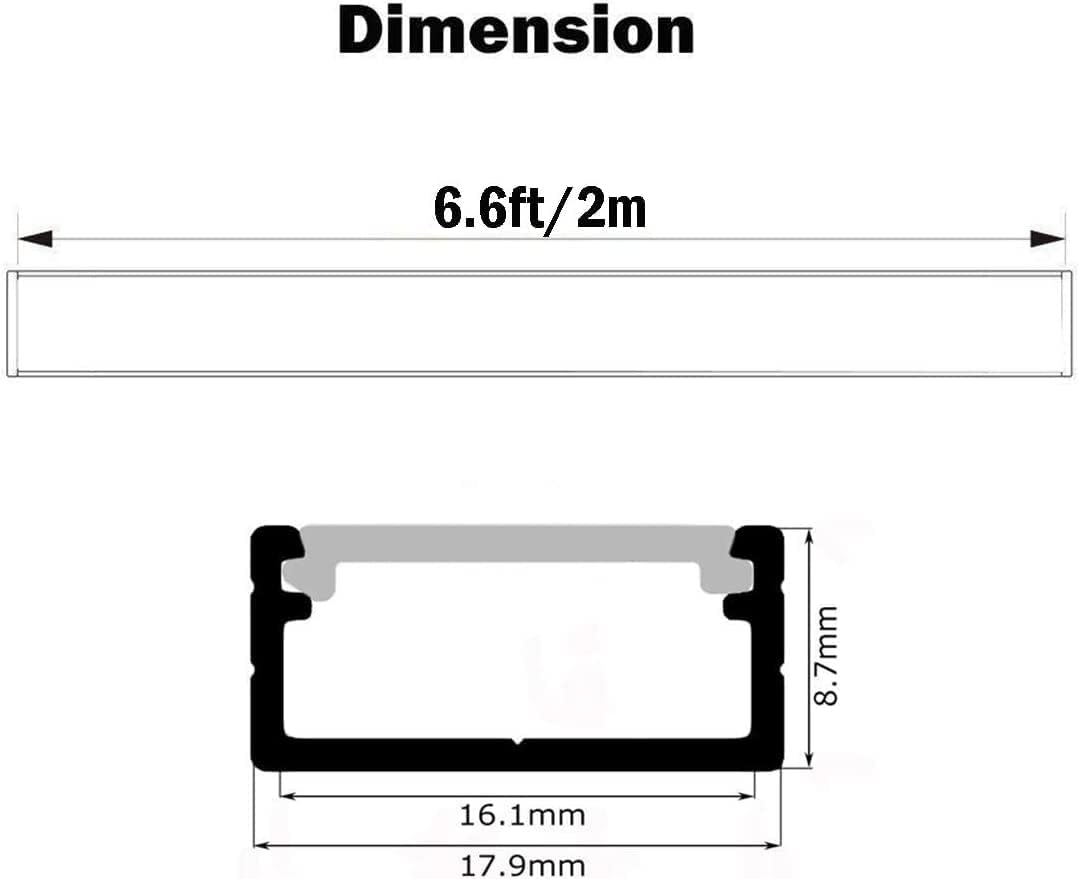 Pack 18 Rieles Aluminio LED 6.6ft con Difusores y Accesorios