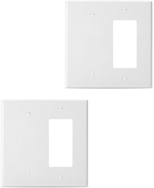 Placa pared 2 posiciones enchufe 4.8x4.9 pulg termoplástico blanco