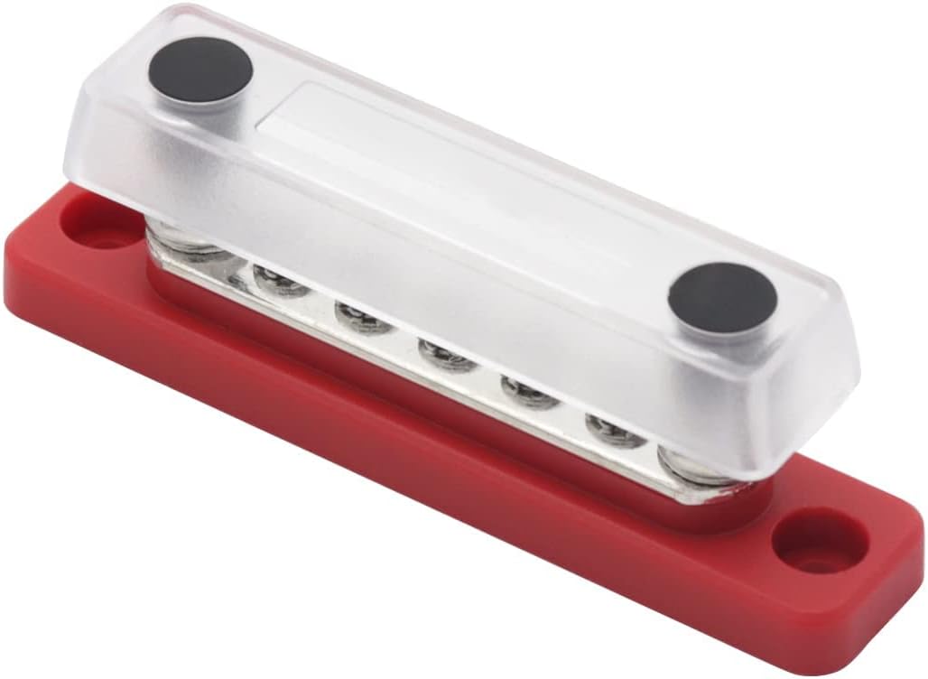 Bloque distribución energía cobre 100A 12V 4 postes 3/16"